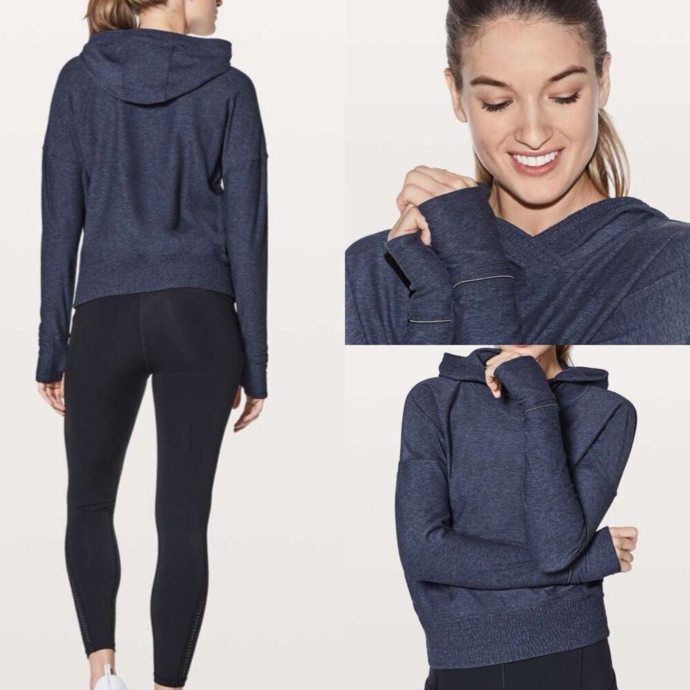 Lululemon Lead The Pack Hoodie Heathered Stony Grape / Black size 8